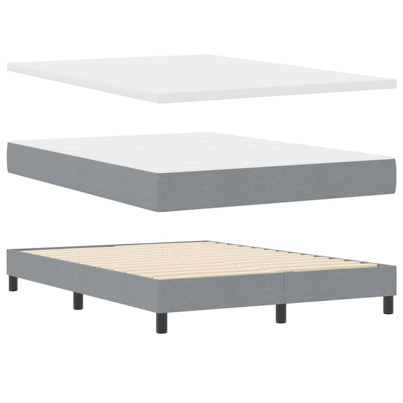 Pat cu arcuri cu headboard Gri deschis 140 x 190 cm țesătură