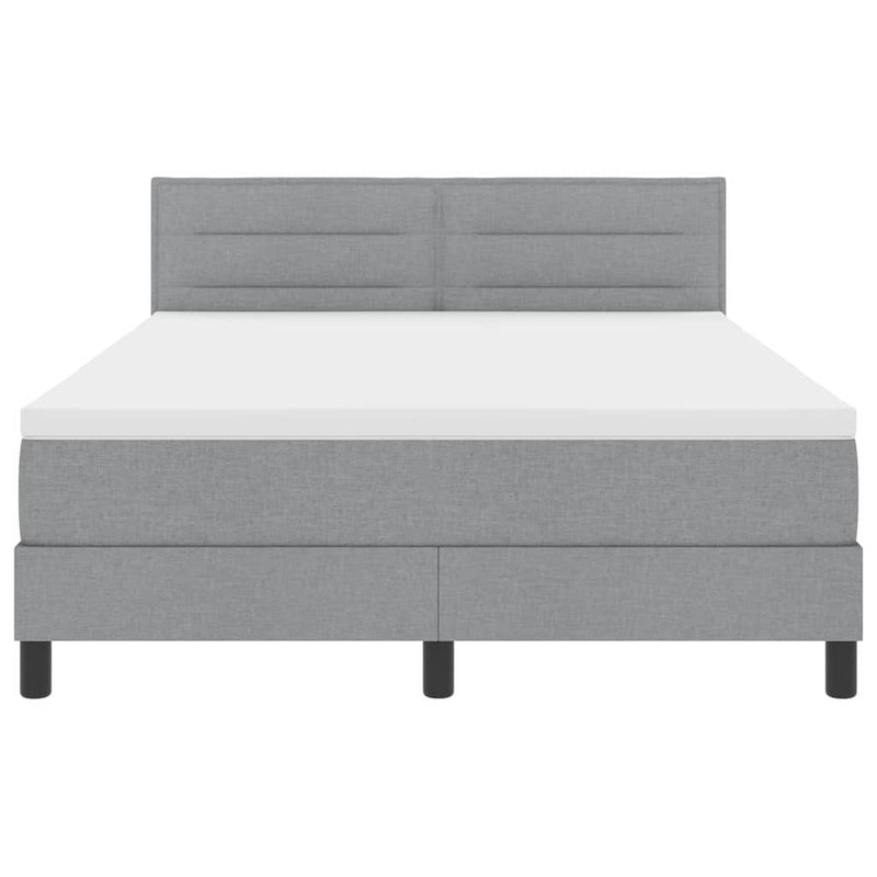 Pat cu arcuri cu headboard Gri deschis 140 x 190 cm țesătură