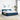 Pat cu arcuri cu headboard albastru 180 x 200 cm țesătură