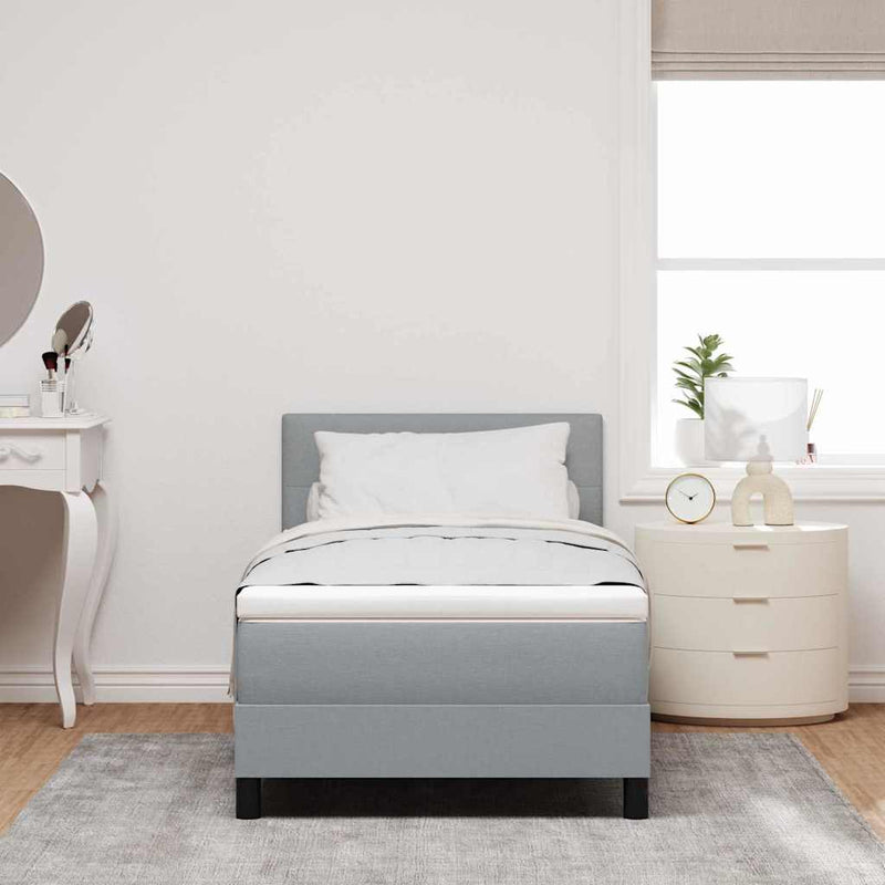 Pat cu arcuri cu headboard Gri deschis 80 x 200 cm țesătură
