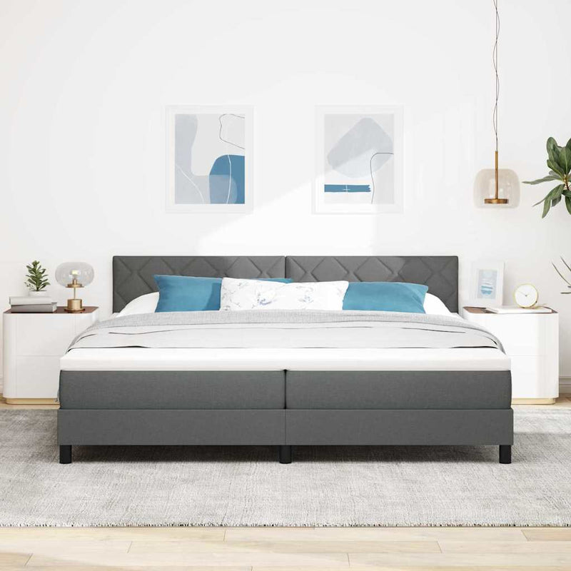 Pat cu arcuri cu pernă Manual Gri închis 200 x 200 cm țesătură