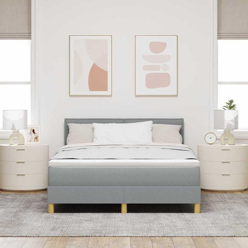 Pat cu arcuri cu pernă Manual Gri deschis 140 x 200 cm țesătură