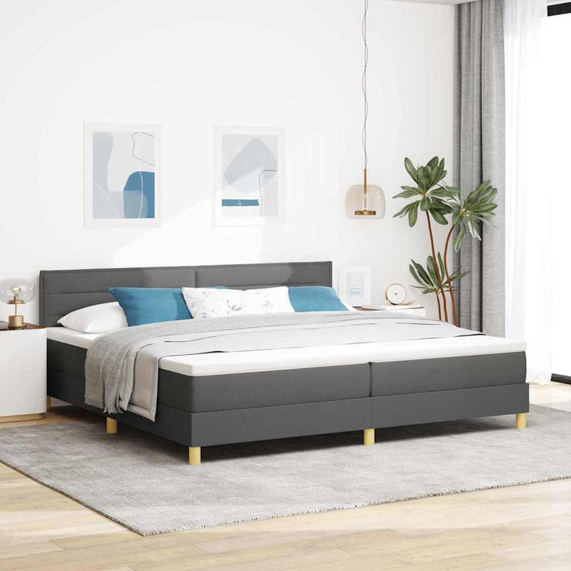 Pat cu arcuri cu pernă Manual Gri închis 200 x 200 cm țesătură