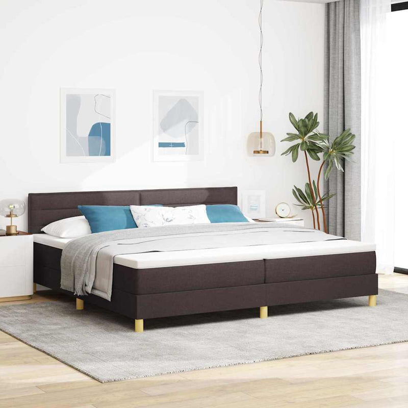 Pat cu arcuri cu pernă Manual Maro închis 200 x 200 cm țesătură