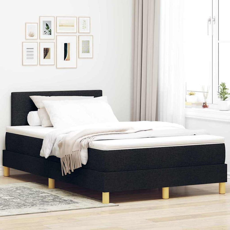 Pat cu arcuri cu pernă cu headboard Negru 120 x 190 cm țesătură