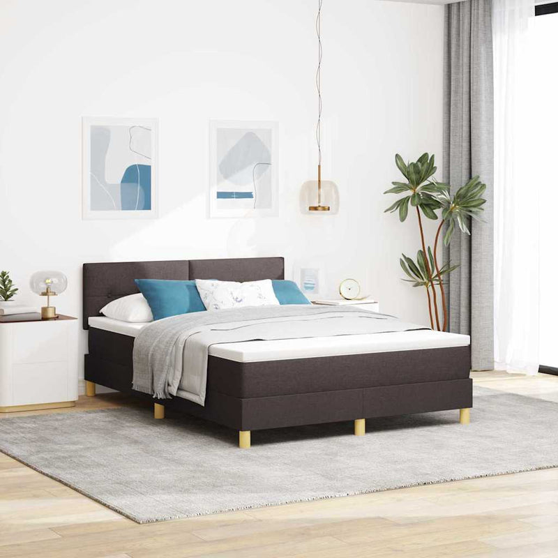 Pat cu arcuri cu pernă Manual Maro închis 160 x 200 cm țesătură