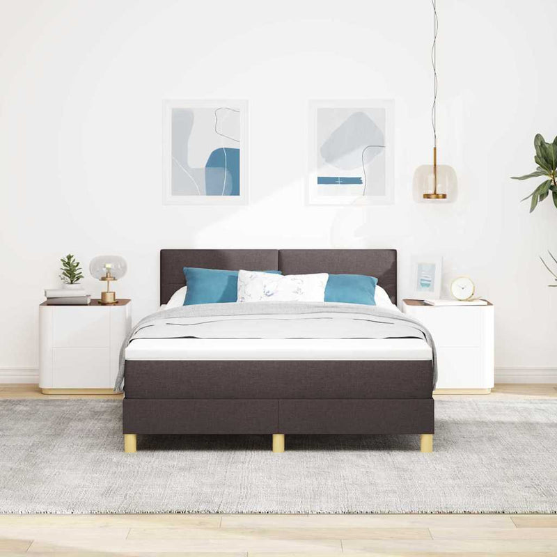 Pat cu arcuri cu pernă Manual Maro închis 160 x 200 cm țesătură