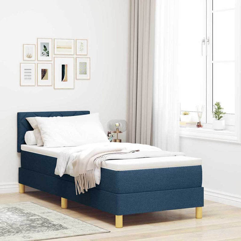Pat cu arcuri cu pernă Manual albastru 80 x 200 cm țesătură