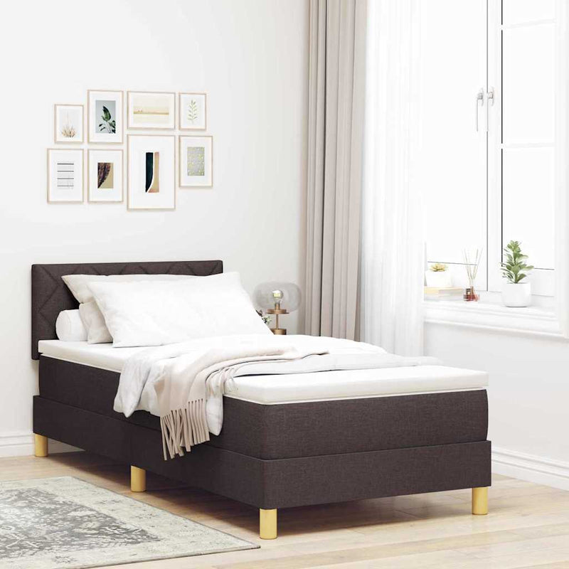 Pat cu arcuri cu pernă Manual Maro închis 90 x 190 cm țesătură