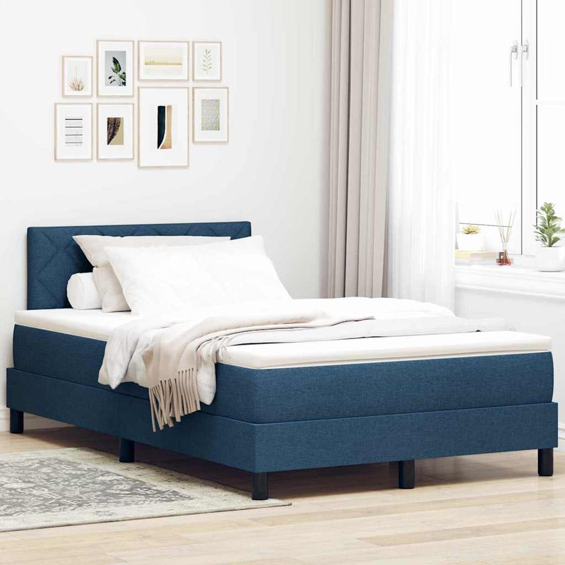 Pat cu arcuri cu pernă Manual albastru 120 x 190 cm țesătură