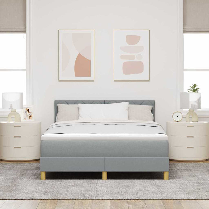 Pat cu arcuri cu pernă Manual Gri deschis 140 x 190 cm țesătură