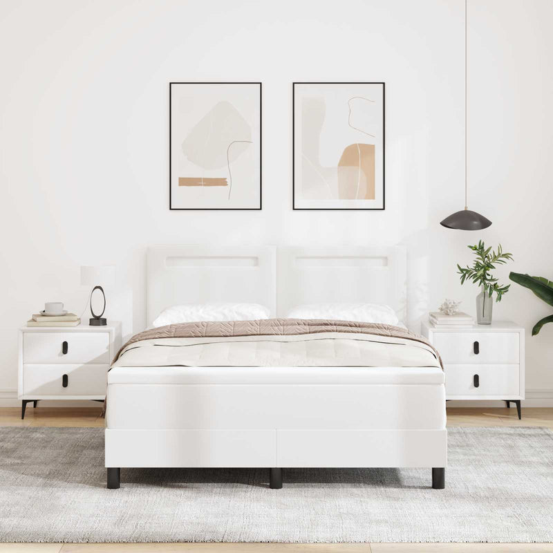 Pat cu arcuri cu saltea Alb 140 x 200 cm Piele artificială