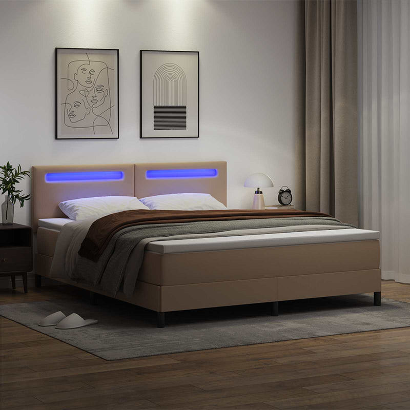 Pat cu arcuri Cappuccino 180 x 200 cm Piele artificială