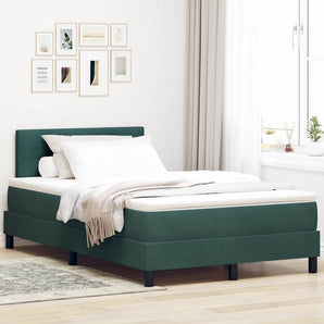 Pat cu arcuri cu saltea Verde închis 120 x 190 cm Catifea