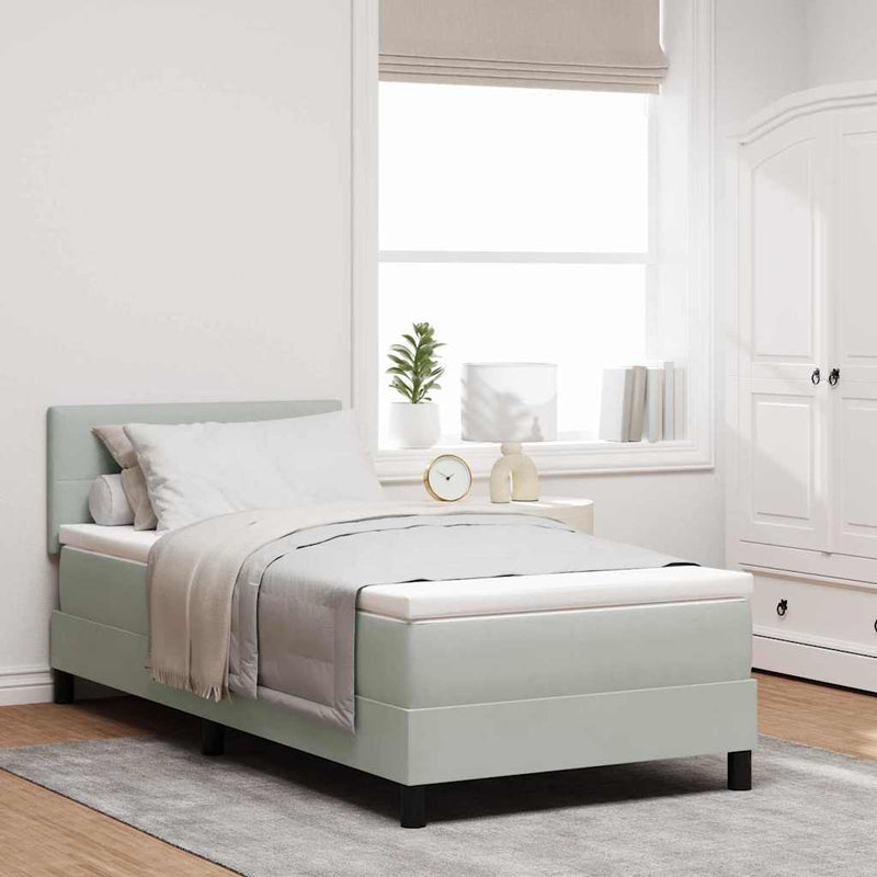Pat cu arcuri cu headboard Gri deschis 100 x 200 cm Catifea