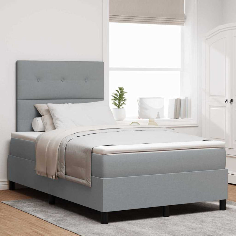 Pat cu arcuri cu headboard Gri deschis 120 x 200 cm țesătură