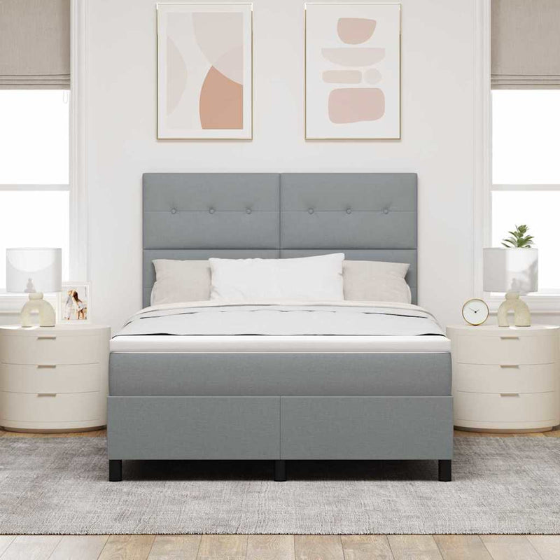 Pat cu arcuri cu headboard Gri deschis 160 x 200 cm țesătură