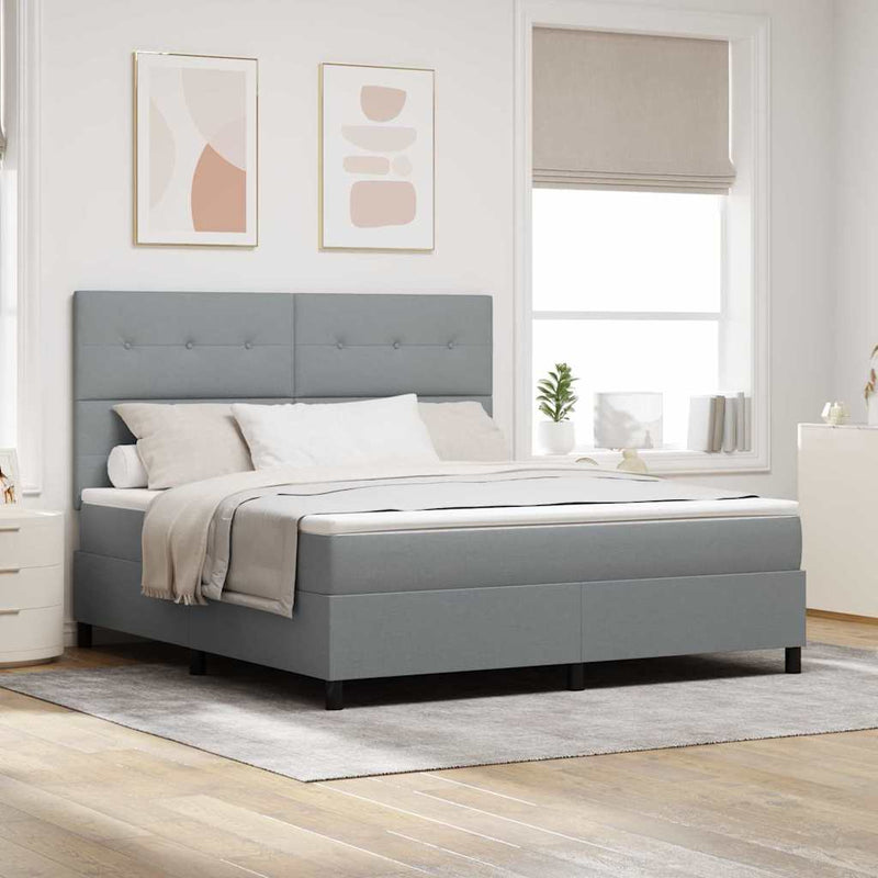 Pat cu arcuri cu headboard Gri deschis 180 x 200 cm țesătură