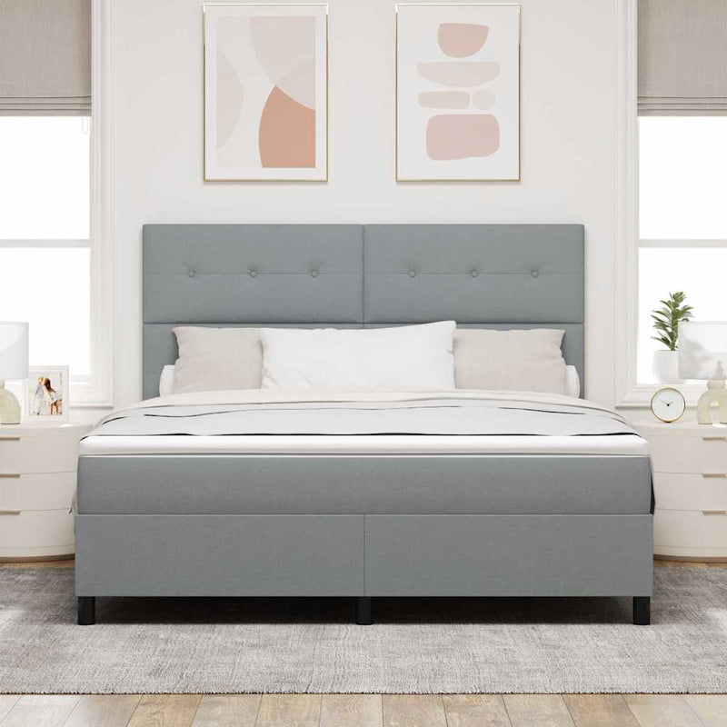 Pat cu arcuri cu headboard Gri deschis 180 x 200 cm țesătură