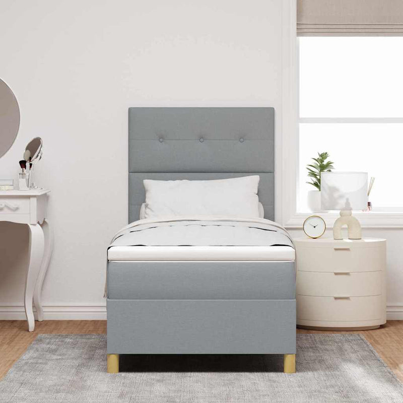 Pat cu arcuri cu headboard Gri deschis 100 x 200 cm țesătură