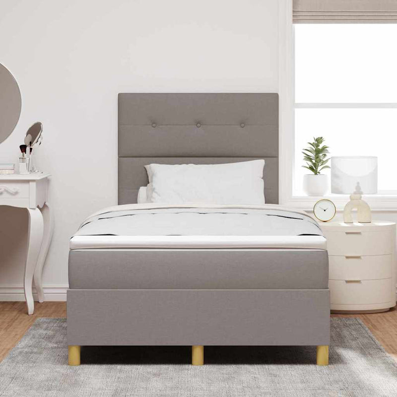 Pat cu arcuri cu headboard Gri taupe 120 x 190 cm țesătură