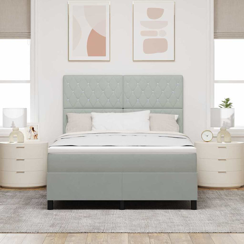 Pat cu arcuri cu saltea Gri deschis 140 x 200 cm Catifea