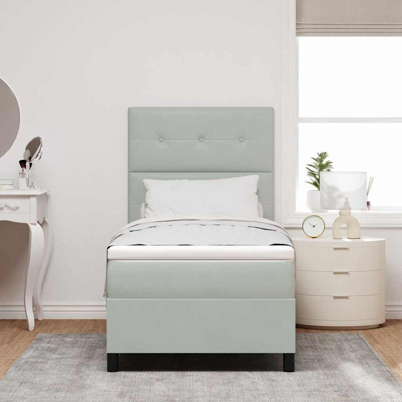 Pat cu arcuri cu headboard Gri deschis 80 x 200 cm Catifea
