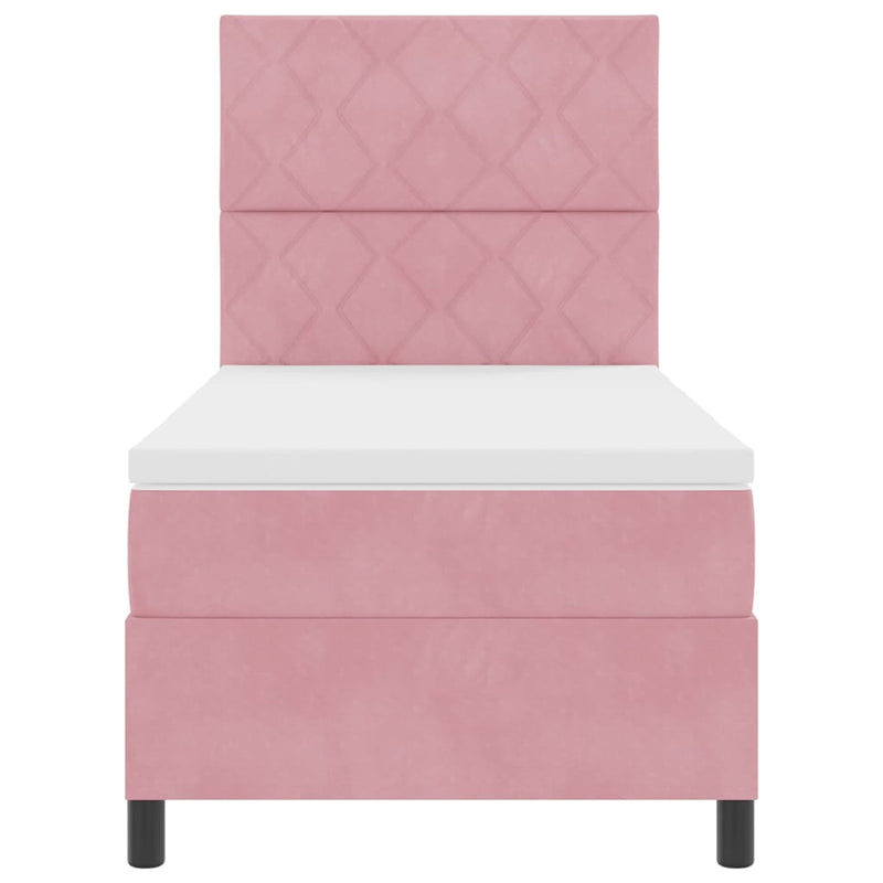 Pat cu arcuri cu headboard Roz 90 x 200 cm Catifea