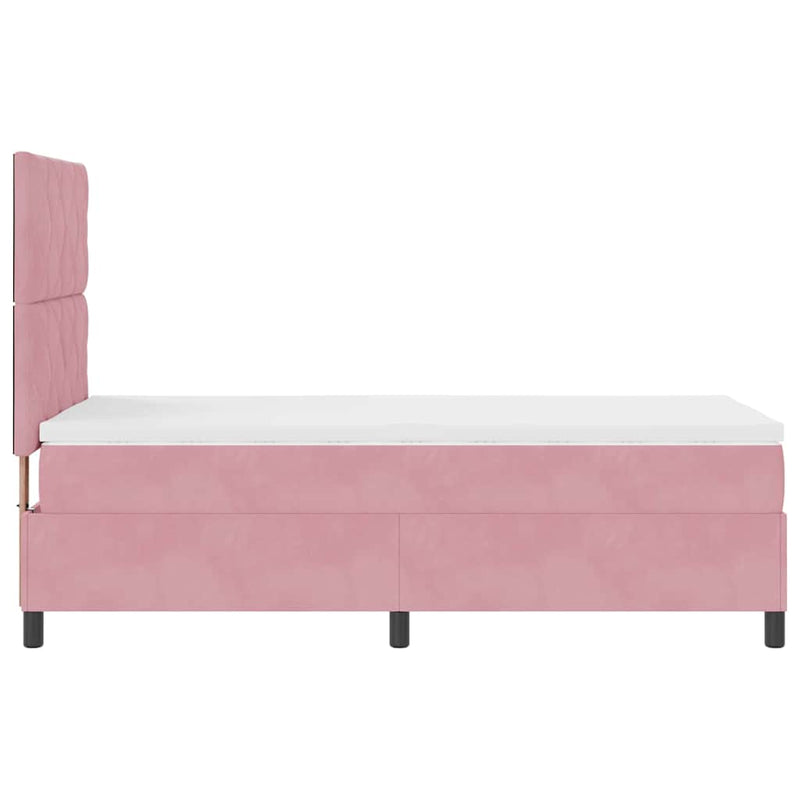 Pat cu arcuri cu headboard Roz 90 x 200 cm Catifea