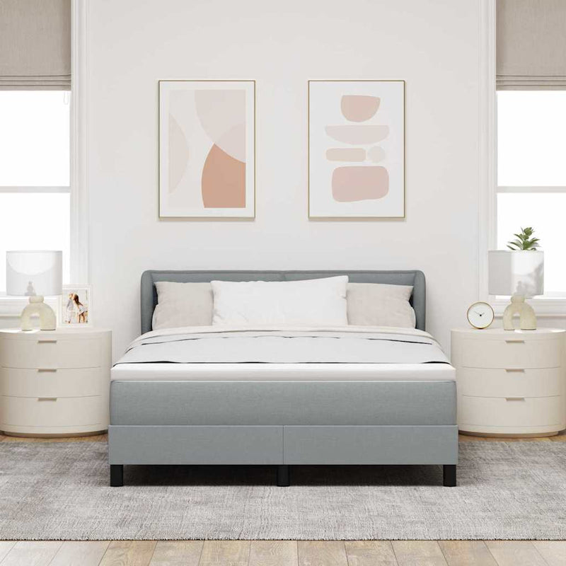 Pat cu arcuri cu headboard Gri deschis 140 x 200 cm țesătură