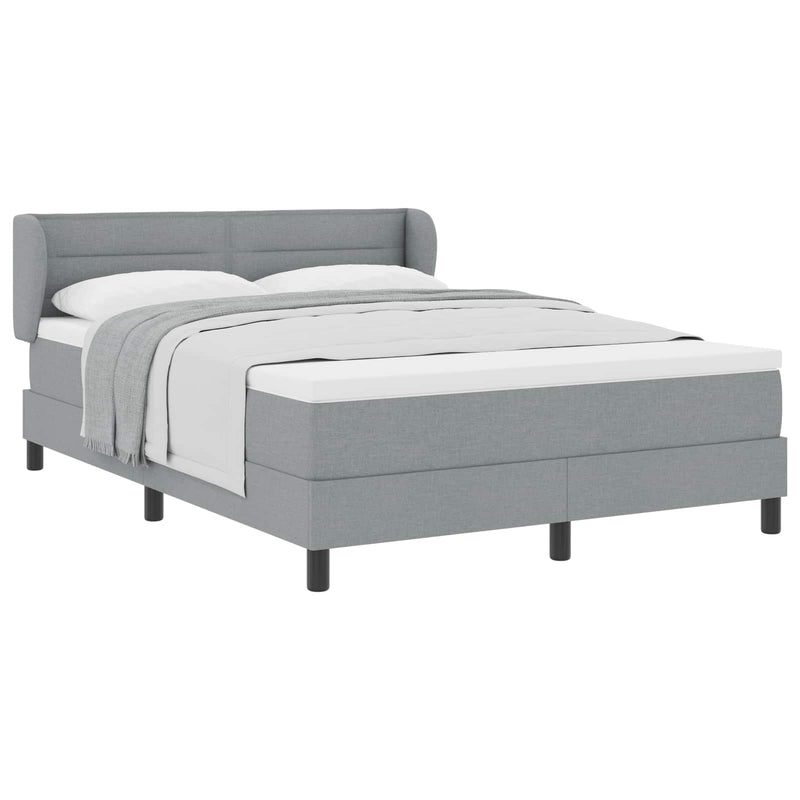 Pat cu arcuri cu headboard Gri deschis 140 x 200 cm țesătură