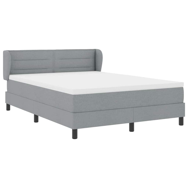 Pat cu arcuri cu headboard Gri deschis 140 x 200 cm țesătură