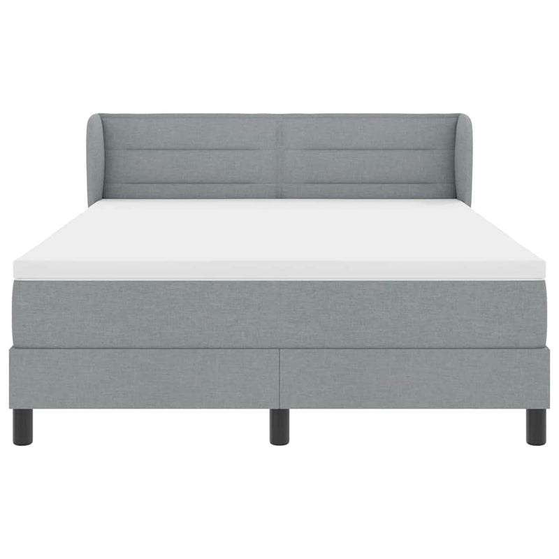 Pat cu arcuri cu headboard Gri deschis 140 x 200 cm țesătură