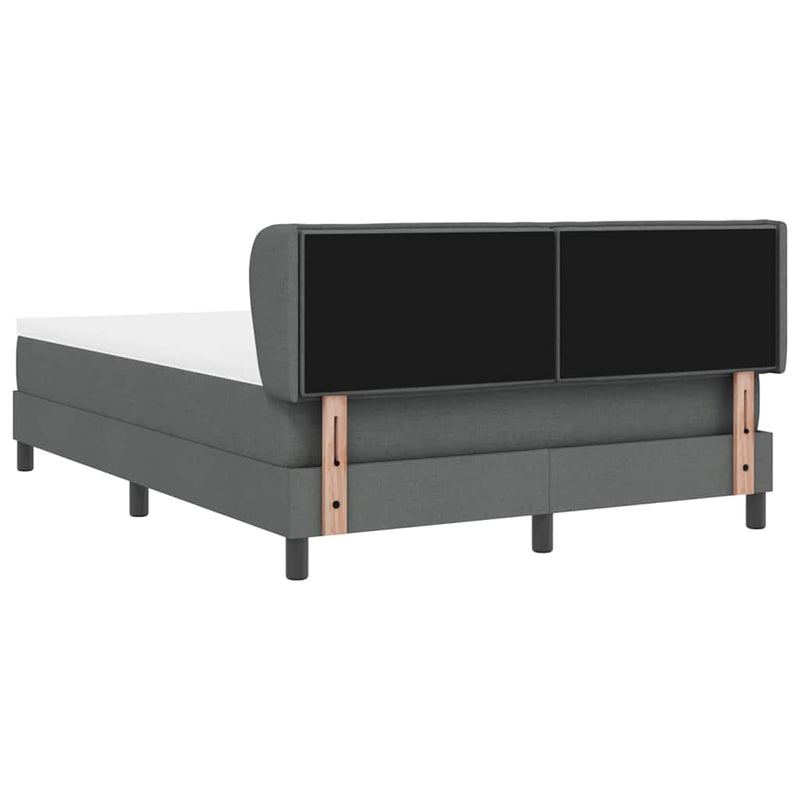 Pat cu arcuri cu headboard Gri închis 160 x 200 cm țesătură