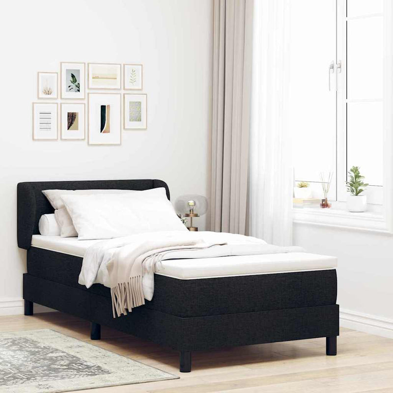 Pat cu arcuri cu headboard Negru 100 x 200 cm țesătură