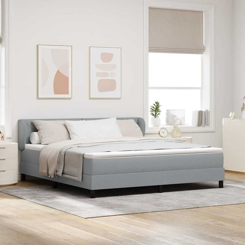 Pat cu arcuri cu headboard Gri deschis 180 x 200 cm țesătură