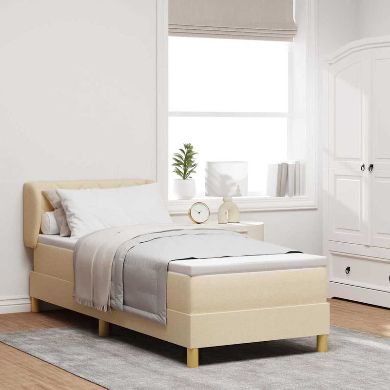 Pat cu arcuri cu headboard Crem 80 x 200 cm țesătură