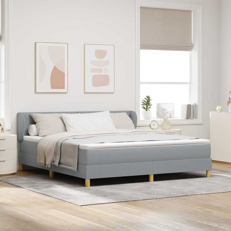 Pat cu arcuri cu headboard Gri deschis 180 x 200 cm țesătură