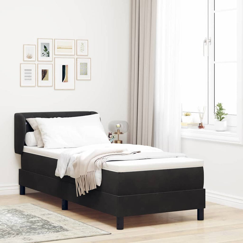 Pat cu arcuri cu headboard Negru 80 x 200 cm Catifea