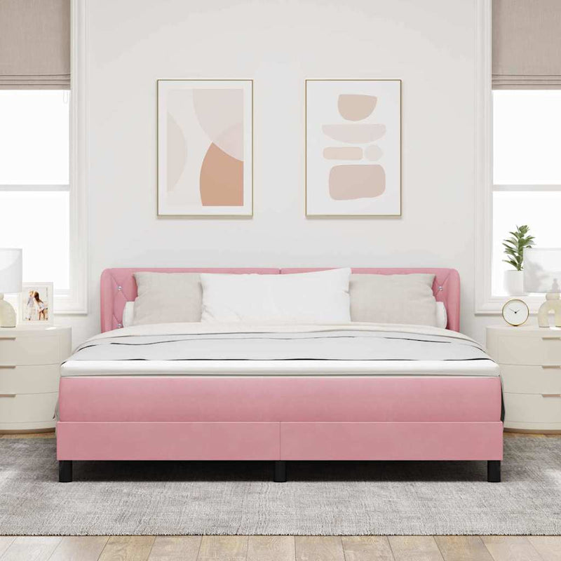 Pat cu arcuri cu headboard Roz 180 x 200 cm Catifea
