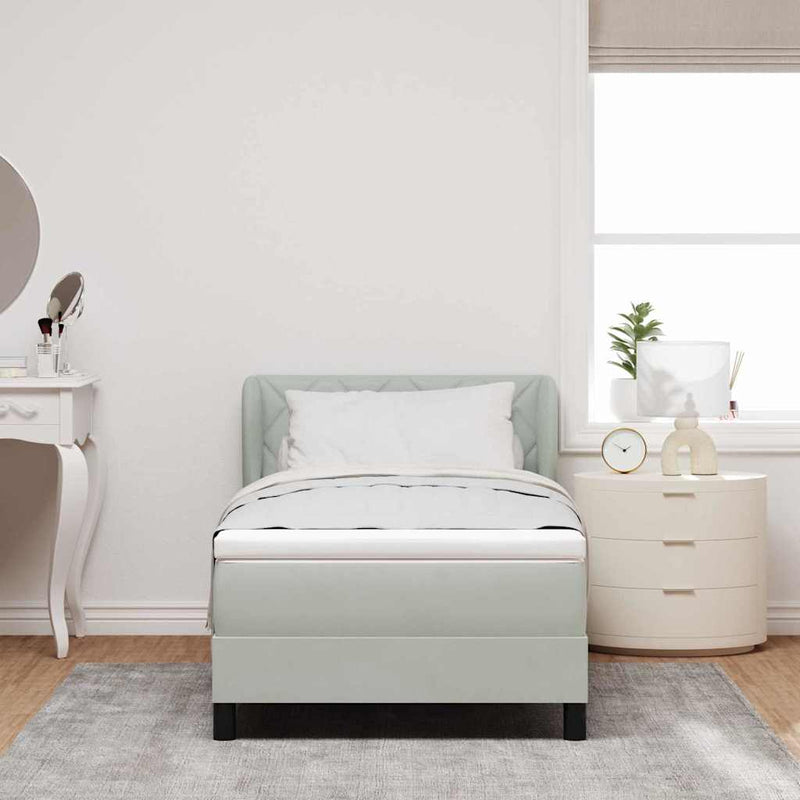 Pat cu arcuri cu headboard Gri deschis 90 x 200 cm Catifea