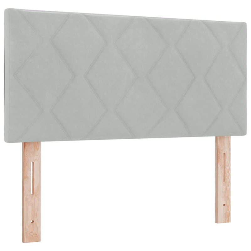 Pat cu arcuri cu headboard Gri deschis 90 x 200 cm Catifea
