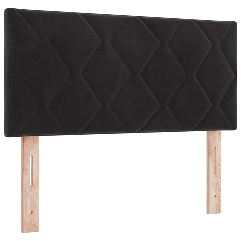 Pat cu arcuri cu headboard Negru 90 x 200 cm Catifea