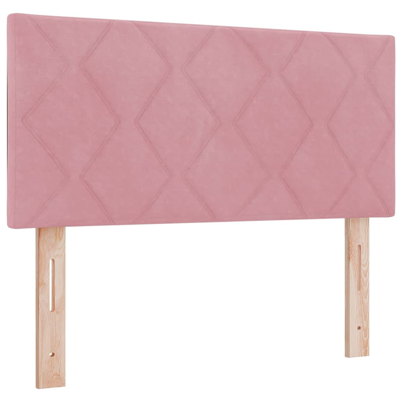 Pat cu arcuri cu headboard Roz 90 x 200 cm Catifea