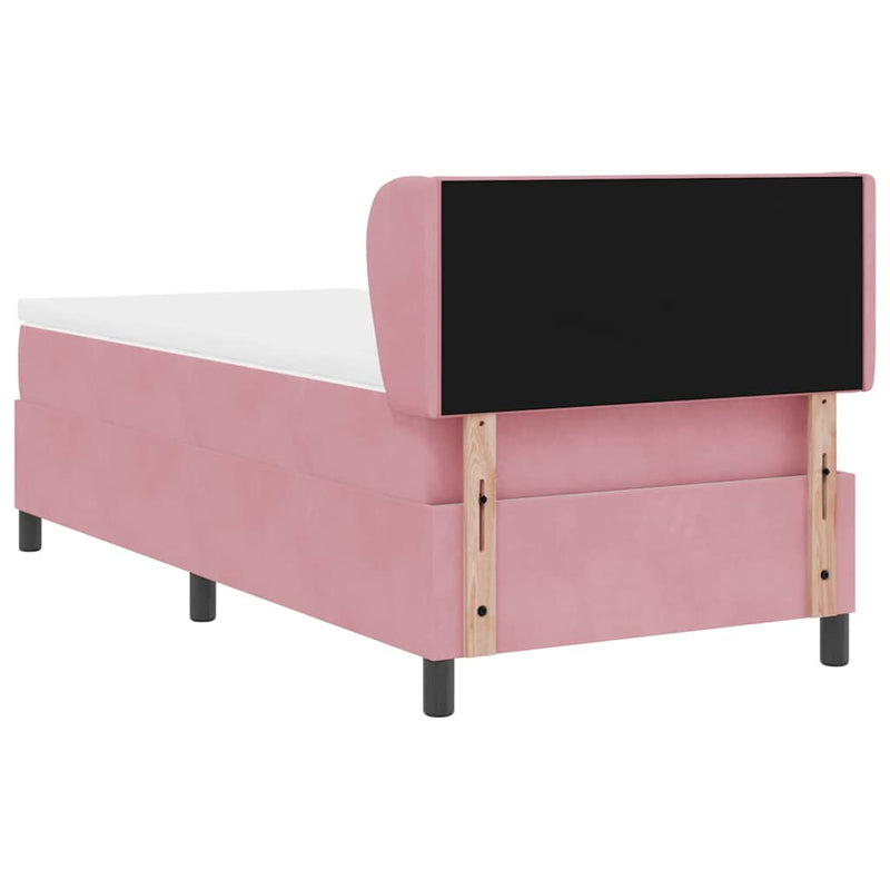 Pat cu arcuri cu headboard Roz 90 x 200 cm Catifea