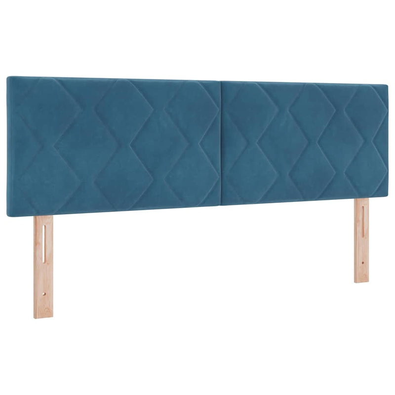 Pat cu arcuri cu headboard Albastru închis 140 x 190 cm Catifea