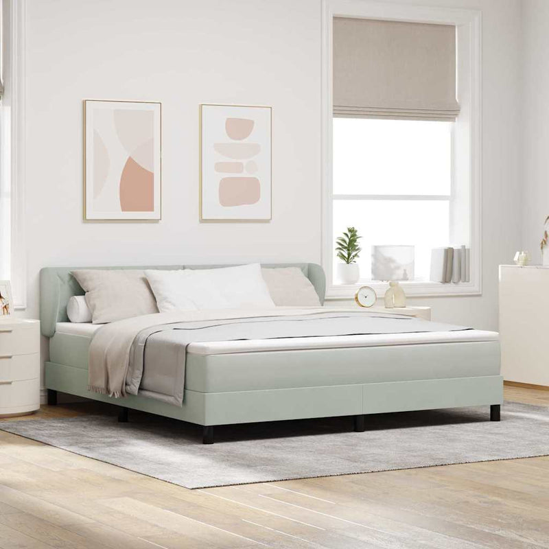 Pat cu arcuri cu headboard Gri deschis 180 x 200 cm Catifea