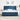 Pat cu arcuri cu headboard albastru 200 x 200 cm țesătură
