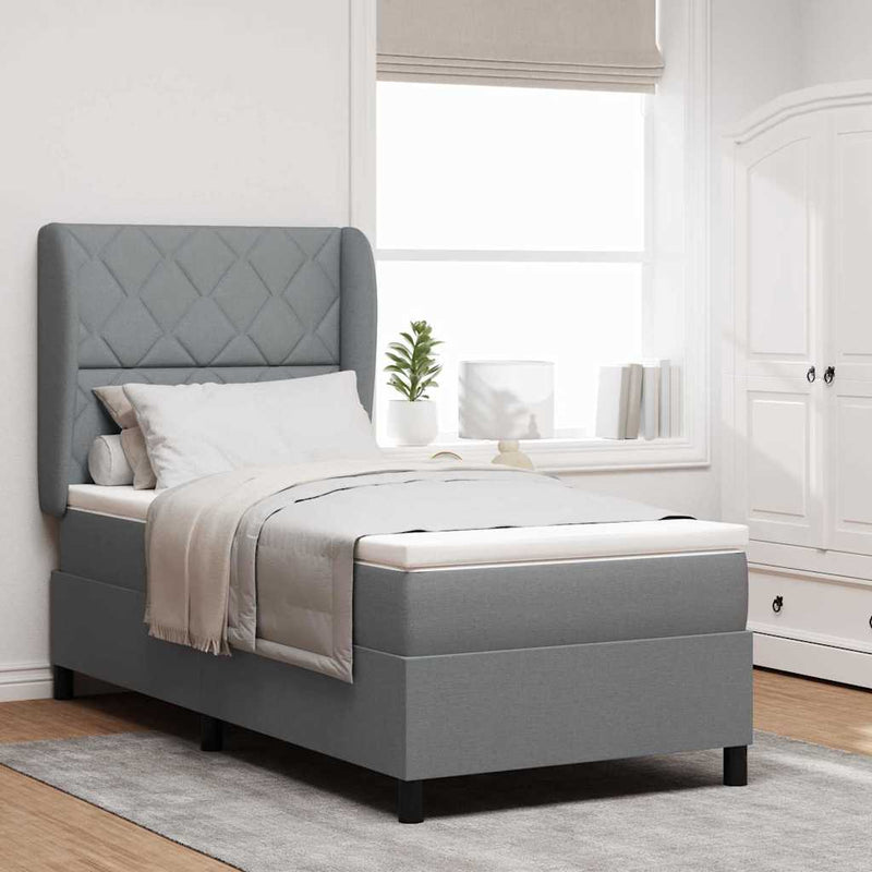 Pat cu arcuri cu headboard Gri deschis 100 x 200 cm țesătură