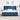 Pat cu arcuri cu headboard albastru 200 x 200 cm țesătură